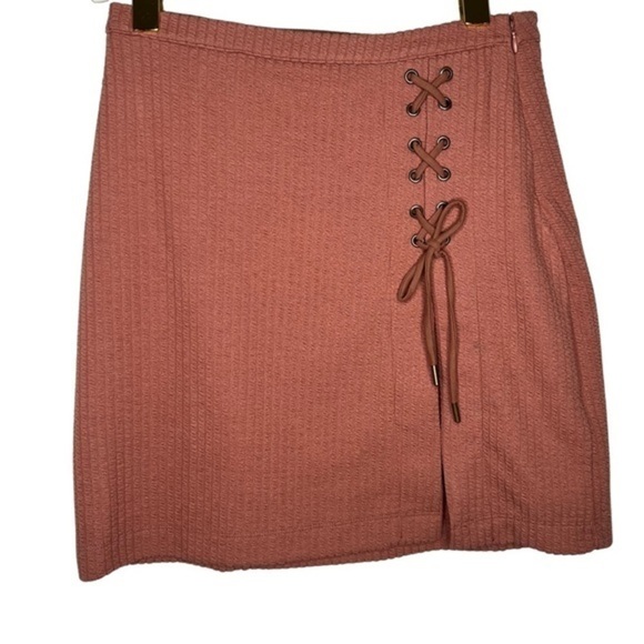 Anthropologie Lace-Up Knit Mini Skirt - Picture 2 of 7